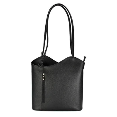 Image de Belli italSac Cuir &quot;Belli Backpack&quot; sac à dos femme en cuir, main, bandoulière 2 1 Choix des couleurs 28 x 8 cm (B H T) Noir noir, 28x28x8