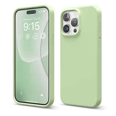 Image de elago Coque Silicone Liquide Compatible avec iPhone 15 Pro Max, Qualité Supérieure, Protection Intégrale [Structure Antichoc 4 Couches], Doublure Microfibre Douce Anti Rayures (Pastel Vert)