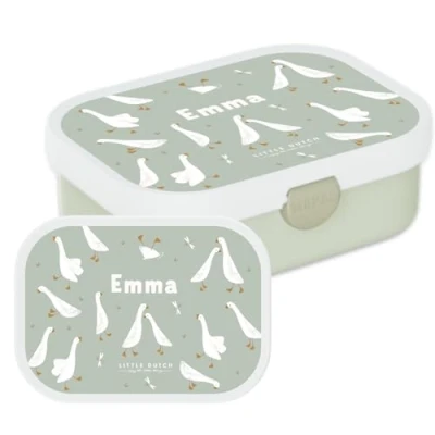 Image de Mepal Boîte à déjeuner personnalisée avec prénom pour enfant (Campus Little Dutch, motif La petite oie) compartiment bento et fourchette sans BPA, passe au lave vaisselle