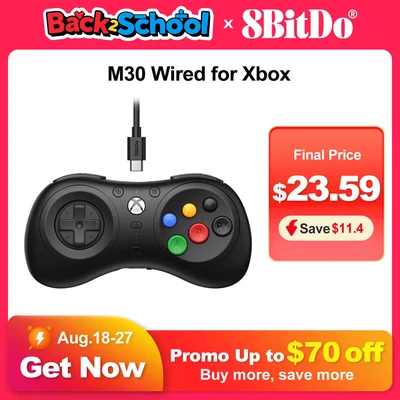 Image de 8Bitdo M30 Wired Controller for Xbox Series XS, One, and Windows with 6 Button Layout Officially Licensed