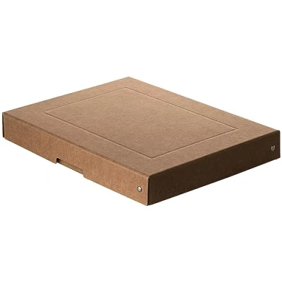 Image de Falken Ref. 22001792000F PureBox Nature 1 boîte de rangement avec couvercle emballage cadeau sans plastique format A4 hauteur 40 mm poignée découpée entourée d&#039;un ruban
