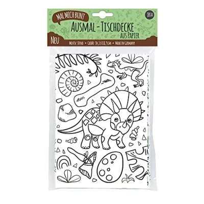 Image de JEKA Nappe en Papier à colorier, Motif : Dinosaures, colorier Dino, Images Coloriage Décoration pour fête d&#039;anniversaire, Activités Enfants