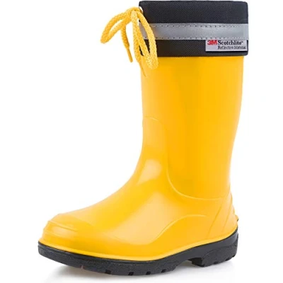 Image de Ladeheid Bottes de Pluie Mixte Enfant en Caoutchouc Resistantes à l&#039;eau pour Fille et Garçon Chaussures Imperméables LA 972 (Jaune/Noir, 24 EU)