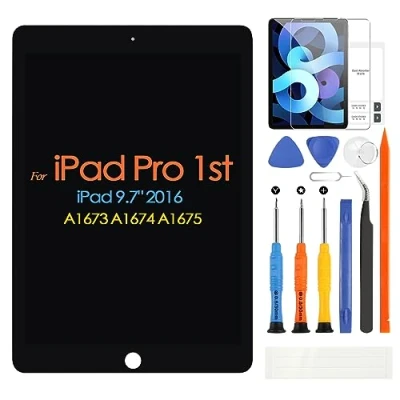 Image de ARSSLY Écran LCD pour iPad Pro 9,7 A1673 A1674 A1675 2016 Génération Digitizer Tactile Panneau Verre Remplacement Assemblée avec Réparation Kit (Néro,9,7&quot;)