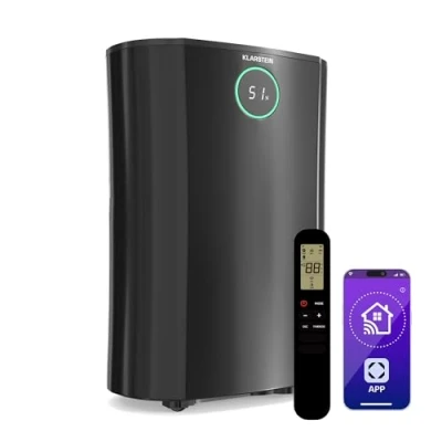 Image de KLARSTEIN DryFy ProConnect 24 L déshumidificateur d&#039;air 305 W, réservoir 4 L, WiFi, Filtre à Charbon Actif, 24l/ Jour, Silencieux, capteur d&#039;humidité Intelligent, minuterie h, Noir