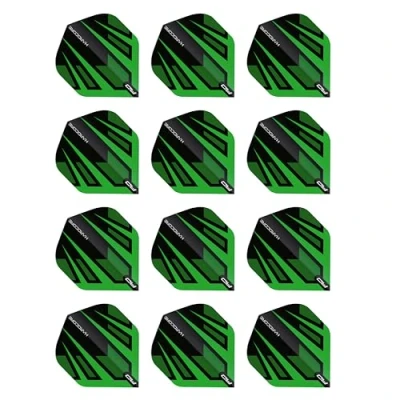 Image de RED DRAGON Hardcore Radical Éventail Vert et Noir Vols de fléchettes 4 Ensembles par Paquet (12 au Total)
