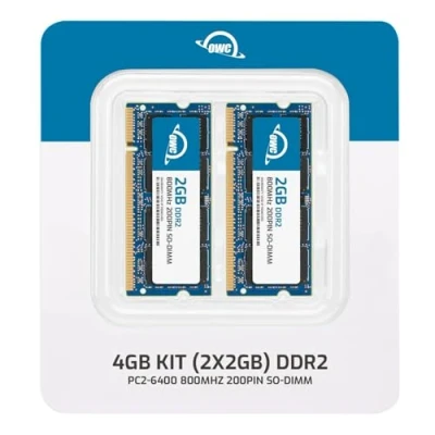Image de OWC Kit de 4,0 Go (2 x 2 Go) PC2 6400 DDR2 800 MHz So DIMM Mise à Niveau mémoire 200 Broches