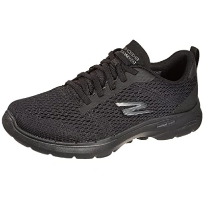 Image de Skechers Femme Go Walk 6 Bold Vision Chaussure de Course sur Route, Bordure en Textile Noir, 41 EU