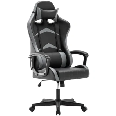 Image de IntimaTe WM Heart Chaise Gaming Ergonomique, Fauteuil de Bureau Pivotant, Dossier Haut, Racing Siege Gamer avec Appui tête et Soutien Lombaire Ajustables, 52 x 58 130cm (Gris)