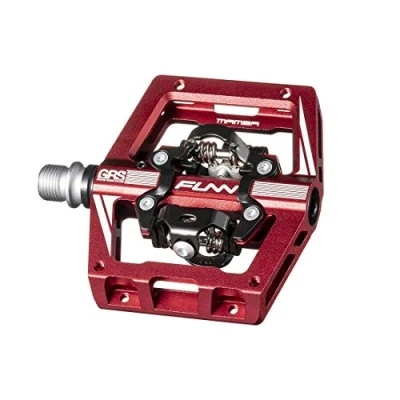 Image de Funn Mamba S Pédales VTT Clipless, Double Face Clip Plateforme Compacte VTT, Compatibles avec Les Cales SPD, de Vélo Axe CrMo 9/16 Pouces (Rouge)