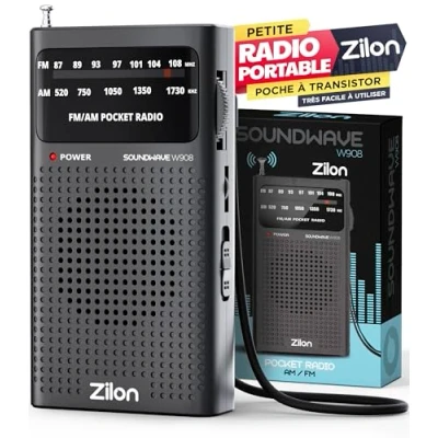 Image de Mini Radio Portable Petite Transistor FM/AM avec Excellente Réception, de Poche Portable, Fonctionne des Piles AA (Non incluses) Diffusion Sports et Musique.