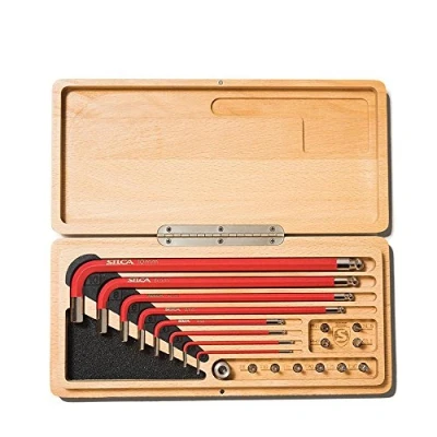 Image de SILCA HX One Jeu de clés Allen pour la Maison KIT d&#039;outils clé en L Tournevis magnétique 6 mm Embouts 1/4&quot; Inclus Métrique Hex/TORX Boîtier Bois usiné CNC