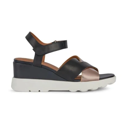 Image de Geox Femme D Spherica Ec6 C Sandales compensées, Cuir Noir, 37 EU