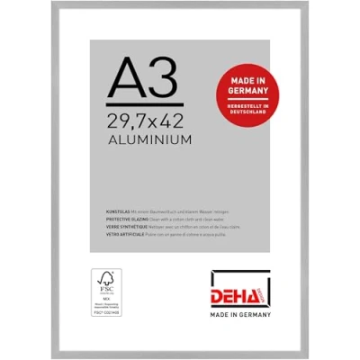 Image de DEHA Design Cadre en Aluminium Tribeca, 29,7x42 cm (A3), Structure Argent Mat