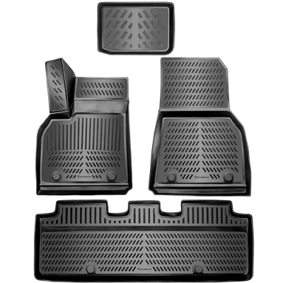 Image de ELMASLINE tapis en caoutchouc 3D pour Tesla Model Y 2020 2024 Bord extra haut Accessoires de sol