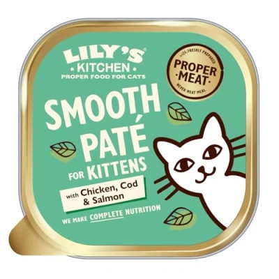 Image de Lily&#039;s Kitchen Pâtée Moelleuse pour Chaton au Poulet, cabillaud et Saumon 19 x 85 g