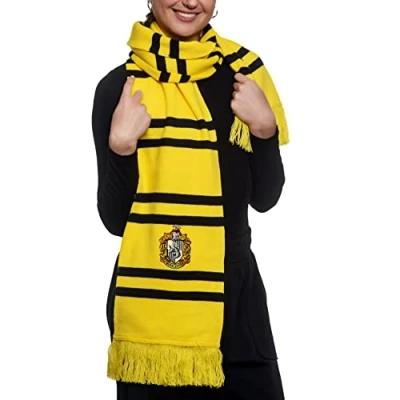 Image de Merchoid Écharpe Harry Potter Maison Poufsouffle officielle Warner Bros Poudlard Ultra Douce, jaune, taille unique