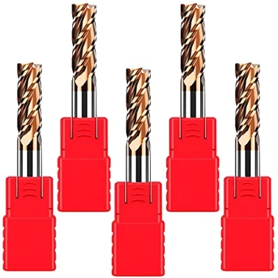 Image de ASNOMY 5pcs Fraise en bout carbure de tungstène à 4 Dents CNC Fraises rotatives CNC, HRC55 Ensemble droite pour perceuse aciers alliage, acier trempé