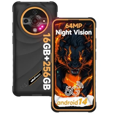 Image de Ulefone Armor X31 Pro 5G Téléphone Portable Incassable, 12Go+256Go/2To, Android 14 6050mAh Smartphone 64MP+25MP Vision Nocturne, 120Hz 6.56&quot; FHD+, Face ID/Dual SIM/GPS/NFC/OTG Orange