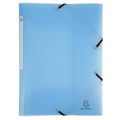 Image de Exacompta Réf. 55172E Paquet de 5 chemises à élastiques Chromaline pastel pochettes 3 rabats en polypropylène translucide dimensions 24 x 32 cm pour format A4 couleur bleu
