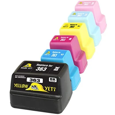 Image de YELLOW YETI Remplacement pour HP 363 6 Cartouches d&#039;encre compatibles Photosmart C7280 C8180 C5180 C6180 C6280 C7180 3310 3210 3110 8250 D6160 D7160 D7260 D7460