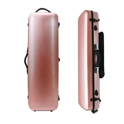 Image de Étui rectangulaire en fibre de carbone et verre pour violon 4/4 avec sac partitions (or rose)