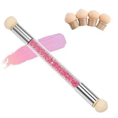 Image de Double tête brosse éponge Outil Sponge Gradient Stick pour ombre, applicateur avec4 têtes de remplacement,Eponge Acrylique Nail Shading Pen Pinceau à la Poudre