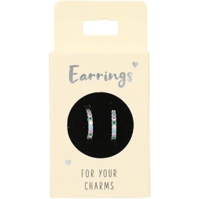 Image de Depesche 11833 015 Boucles d&#039;oreilles créoles avec Pierres Multicolores, argentées, idéal comme Petit Cadeau, Multicolored