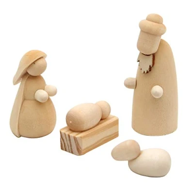 Image de Dekohelden24 Lot de 4 Figurines en Bois tournées à la Main Dimensions (L x l H) : 2 5,5 cm.