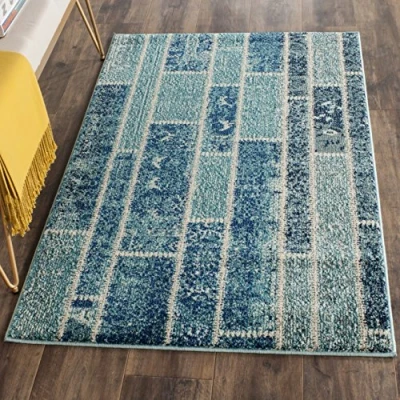 Image de Safavieh Vistoso Grand Tapis de Salon rectangulaire pour Une Utilisation en intérieur, Polypropylène, Bleu/Multicolore, 90 X 150 cm