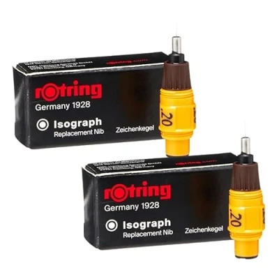 Image de rOtring Isograph Lot de 2 plumes rechange pour stylo à dessin technique 0,20 mm
