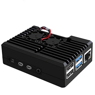 Image de GeeekPi Raspberry Pi 4 Boîtier avec Double Ventilateur,Raspberry en Aluminium Ventilateur de Refroidissement pour modèle B (Ventilateur 2510)