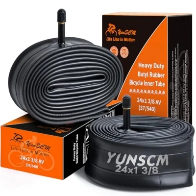 Image de YunSCM 2PCS 35/37 540 épaissies Chambres à air 24x1 3/8 AV32mm Schrader Valve Compatible 24 Pouces Chambre x 1