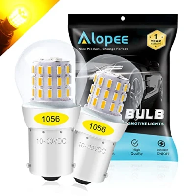 Image de Alopee 2 Pack 1056 BAU15S 7507 12496 5009 Ampoule/Jaune LED Extrêmement Lumineux 9 30V DC, AK 3014 39 Ampoules de Remplacement SMD Pour Clignotants Feu Arrière BackUp
