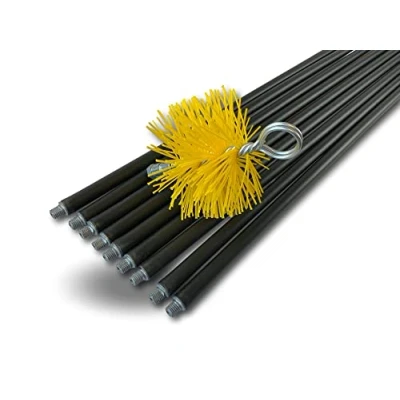 Image de Kit de ramonage classique conduits gainés Hérisson rond synthétique Diamètre 125 mm 9 cannes noires Ø 17 creuses * 1,4 m Cheminées Kibros 4KIT125NLO