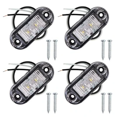 Image de Feux de Gabarit LED latéral Eclairage,YuanGu Light Side Marker Lumières Côté Led, Dégagement,Blanc Universel 12V / 24V pour voiture camion van remorques bus 4pcs
