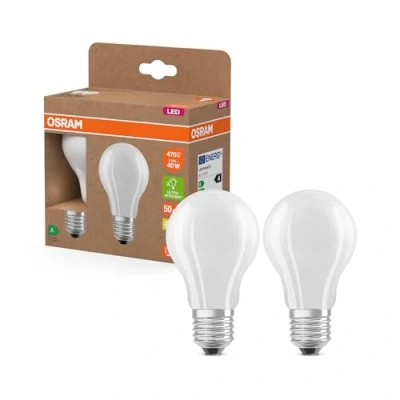 Image de OSRAM LED Superstar Classic Lampe A 40 in klassischer Kolbenform aus gefrostetem Glas, 2.2 W, 470 lm, E27 Fassung, warmweißes Licht mit 2700 K, EEK A, 60 mm Durchmesser, 2er Pack