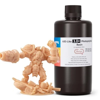 Image de ELEGOO ABS Like 3.0+ Résine Imprinmante 3D, Beige 1000g, 3.0 Plus à Haute Résistance la Chaleur, Viscosité et Retrait Faible, Durcissement UV 405nm pour Imprimante 3D MSLA/LCD/DLP