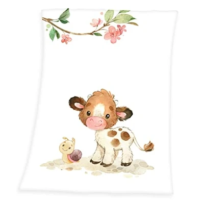 Image de Herding Couverture Soft Peach, Le Mignon Petit Veau, 75 x 100 cm, 100% Polyester, Multicolore