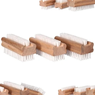 Image de ToolSpace 3x Brosse à ongles en Bois de Hêtre Poils Solides et Forts Nettoyer les laver mains Doigts soin Récurer pour la saleté, Manucure, Pédicure