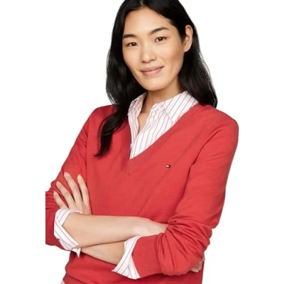 Image de Tommy Hilfiger Stitch Pullover, Femme, Taille: XS, Terra red