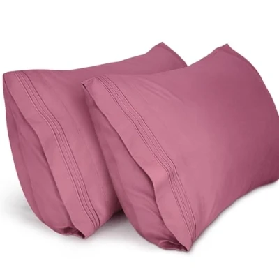 Image de Lirex 2 Pack Taies d&#039;oreiller, d&#039;oreiller en Microfibre Brossée Douce de Haute Qualité, Lavable Machine, Infroissable, Respirant (Rose Mauve, 50 cm x 70 cm)