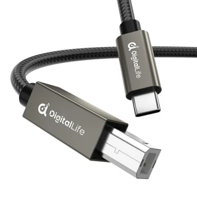 Image de DigitalLife Câble MIDI USB C à B de 1,8 m Tressé en Nylon pour Claviers MIDI, Contrôleurs, Interfaces Audio Compatible avec Windows 11, macOS 14 et Linux