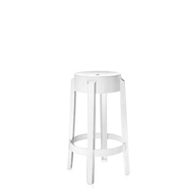 Image de Kartell Charles Ghost, Tabouret Medium, H. 65 cm, Blanc, Lot de 2