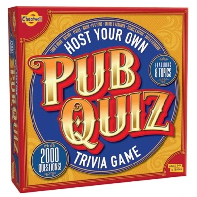 Image de Cheatwell Games Organisez Votre Propre Quiz de pub 2000 Questions écrites pour Les Britanniques avec Tableau Score, Blocs réponses et Crayons, à partir 14 Ans