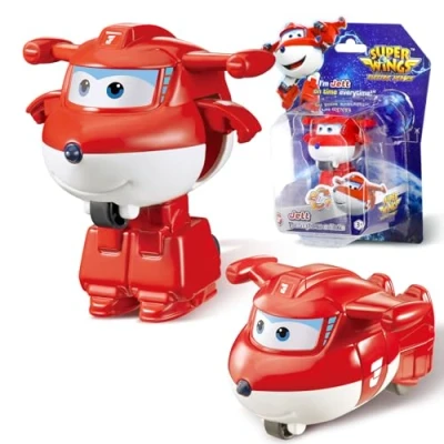Image de Super Wings Jouets Transformer Jett, Figures d&#039;action 2 en 1, Jouet Robot Avion 5cm, Transformateur pour Garçons et Filles à partir de 3 Ans