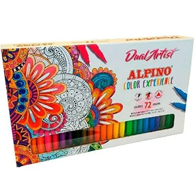 Image de Alpino Color Experience 72 Marqueurs Dual Artist Double Pointe : Pinceau et Fine pour Médias Lettering Kit de