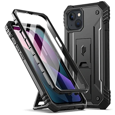 Image de Poetic Revolution Series Coque Compatible avec iPhone 13 6,1&quot; (Version 2021), de Protection intégrale Robuste et résistante aux Chocs béquille Protecteur d&#039;écran intégré, Noir