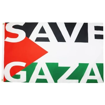 Image de AZ FLAG Drapeau Palestine Save Gaza 9,1 x 1,5 m Bannière palestinienne en polyester 100D avec deux œillets métalliques Résistante à la décoloration Couleurs vives 150 90 cm