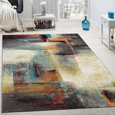 Image de Paco Home Tapis Design à Carreaux Contour Trendy Tape l&#039;oeil Multicolore, Dimension:160x230 cm